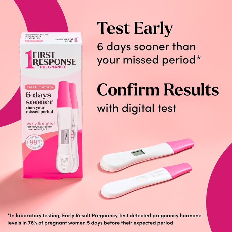 FIRST RESPONSE اختبار الاستجابة الأولى تأكيد اختبار الحمل للبالغين غير محدد الجنس 1 اختبار خط و 1 حزمة اختبار رقمي - Image 3