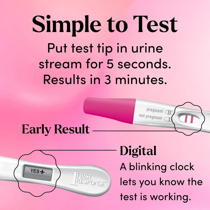 FIRST RESPONSE اختبار الاستجابة الأولى تأكيد اختبار الحمل للبالغين غير محدد الجنس 1 اختبار خط و 1 حزمة اختبار رقمي - Image 4