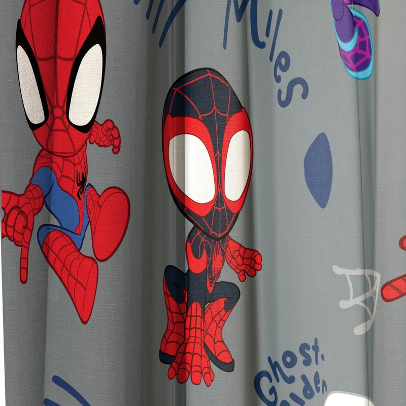Jay Franco Window Curtains for Kids Bedroom 4-Piece Drape Set with 2 Tiebacks, Grey - Spidey & His Amazing Friends, 42" W x 63" L (Pack of 2) - Image 3