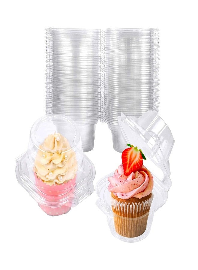 NPLUX 50 Pack Individual Cupcake Containers Plastic Cupcake Boxes Cupcake Holders Stackable Deep Dome Cupcake Carrier - Image 1