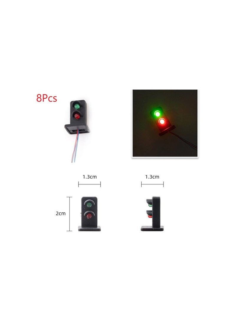 GGOOT 8Pcs Model Train Signals 2 Lights OO HO Scale Railroad LED Street Signal Lamp 20mm  - Image 2