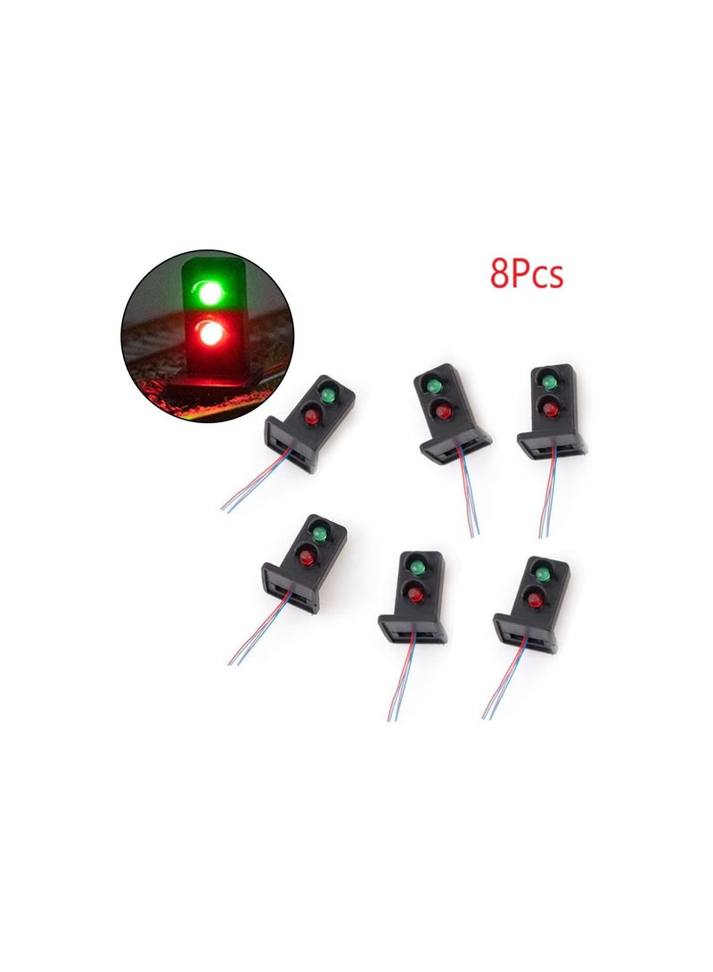 GGOOT 8Pcs Model Train Signals 2 Lights OO HO Scale Railroad LED Street Signal Lamp 20mm  - Image 4