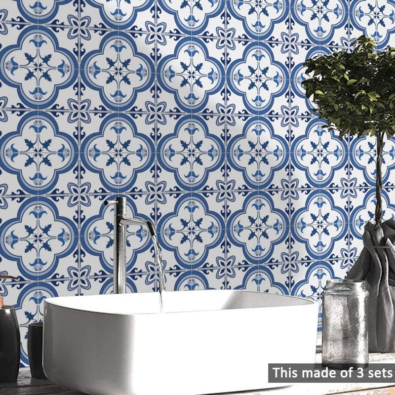 Alwayspon Floor Wall Tile Transfers Sticker for Home Decor, Peel & Stick self-Adhesive splashback, Tile Decals for Living Room Kitchen Bathroom Decor, 10 Piecesx15x15cm, Blue - Image 5