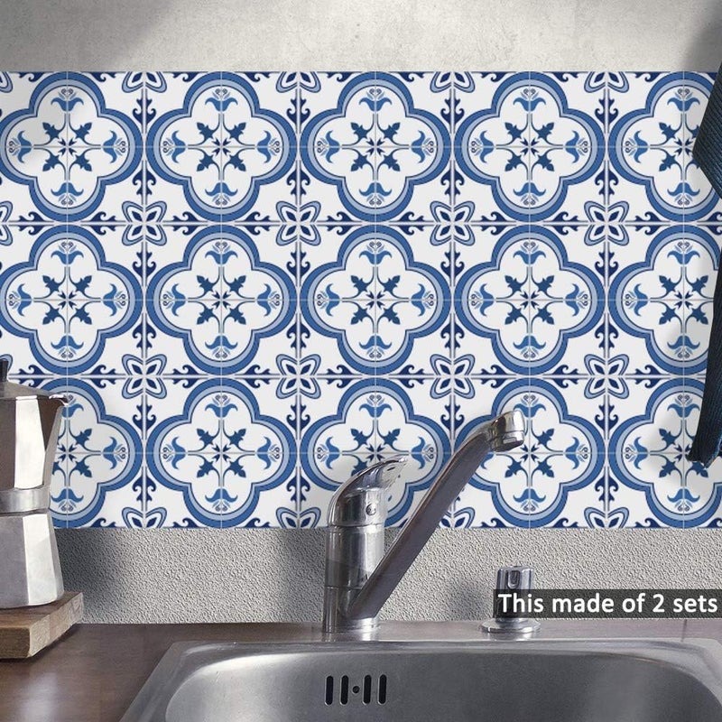 Alwayspon Floor Wall Tile Transfers Sticker for Home Decor, Peel & Stick self-Adhesive splashback, Tile Decals for Living Room Kitchen Bathroom Decor, 10 Piecesx15x15cm, Blue - Image 3