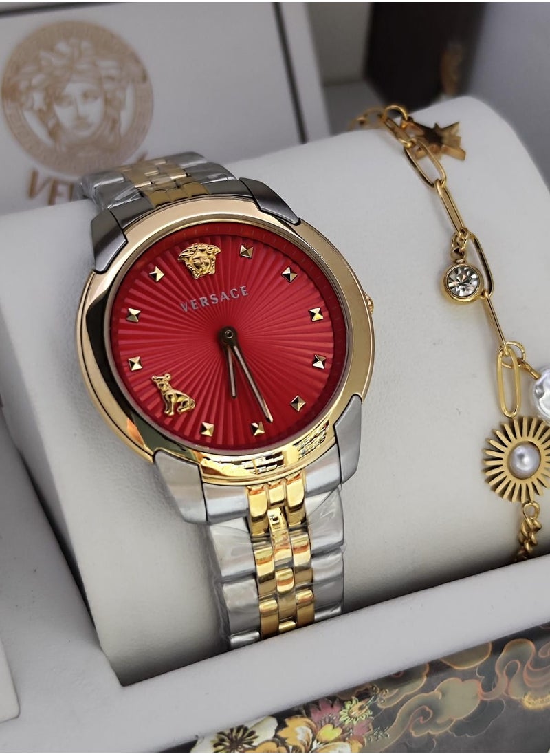 Versace Jeans - Versace Audrey Women's Stainless Steel Sapphire Glass Quartz Watch 38 mm Swiss Watch with Steel Bracelet and Versace Agency Box - Image 1