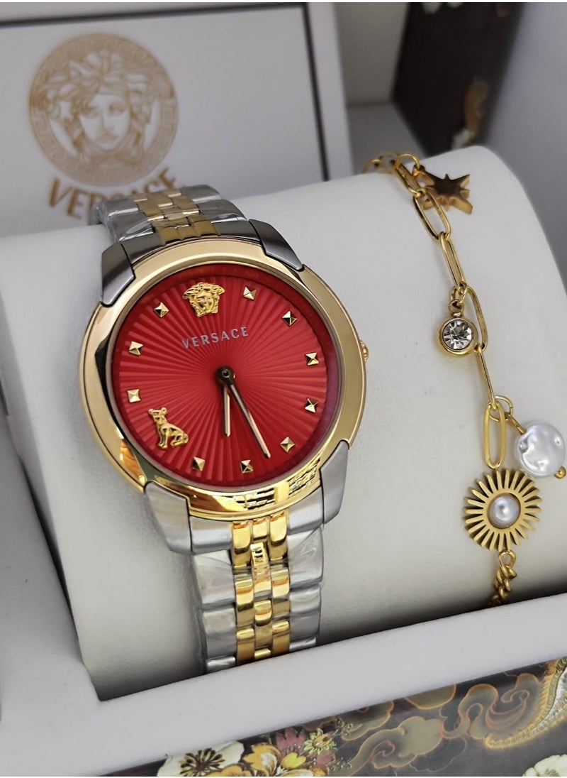 Versace Jeans - Versace Audrey Women's Stainless Steel Sapphire Glass Quartz Watch 38 mm Swiss Watch with Steel Bracelet and Versace Agency Box - Image 1