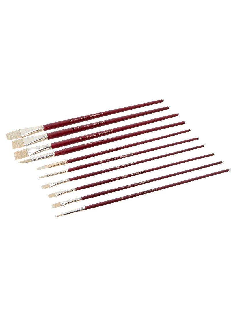 Daler Rowney 10-Piece Multi Purpose Paint Brushes With Natural White Bristles  - Image 2
