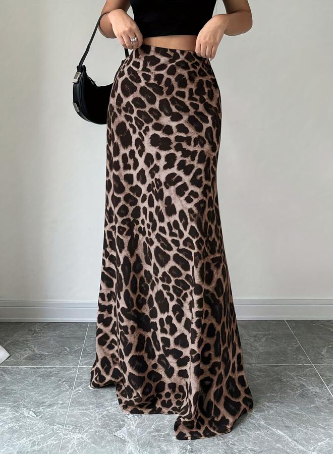Take Two Brown Leopard Print A-Line Maxi Skirt - Image 5