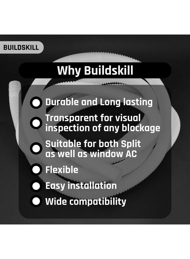 BUILDSKILL بيلد سكيل 5م أنبوب تصريف شفاف لمكيف الهواء المنفصل ومكيف الهواء النافذة، أنبوب تصريف مياه مكيف الهواء المتين، أنبوب تصريف مياه مخرج مكيف الهواء المرن، غلاف أنبوب مكيف الهواء المقاوم للتسرب، ملحقات مكيف الهواء سهلة التركيب - Image 5