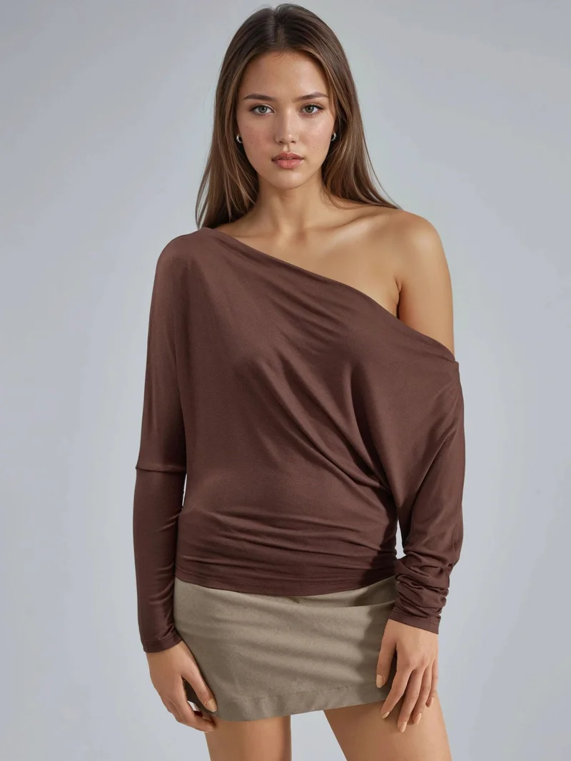 Busem BUSEM Boat Neck Drape Blouse
