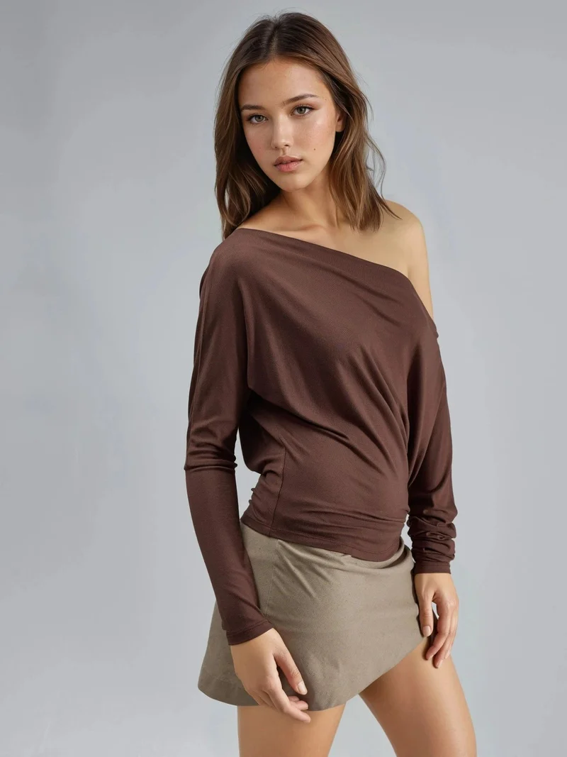 Busem BUSEM Boat Neck Drape Blouse