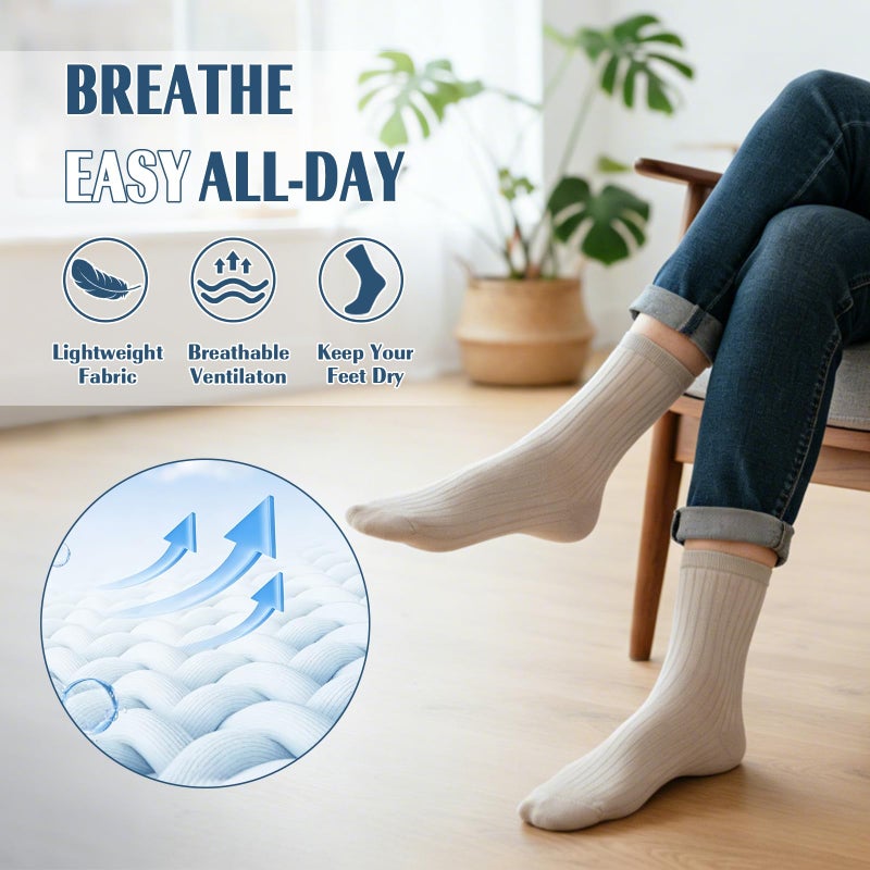 CTHH Compression Crew Socks for Women Thin Lightweight (15-20 mmHg) for Athletic Nurses Circulation Arch Support Socks for Pregnancy Runners Petite Stockings Above Ankle Mid Calf Length, 4 Pairs - Image 3