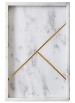 1CHASE Rectangular Marble Stone Tray with gold pattern, Decorative Tray for Counter, Cosmetics Jewellery Tray, Kitchen Organizer, Coffee Table Tray,Dresser organizer, Trinket Tray (White) - pzsku/ZA50AFCF9ACEEBFB06659Z/45/_/1735902210/75cb896e-630f-4b24-b81d-db029eb81dd2