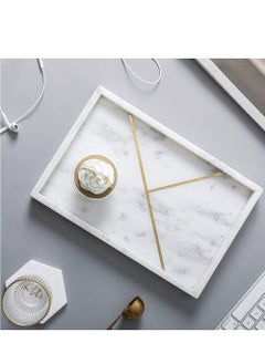 1CHASE Rectangular Marble Stone Tray with gold pattern, Decorative Tray for Counter, Cosmetics Jewellery Tray, Kitchen Organizer, Coffee Table Tray,Dresser organizer, Trinket Tray (White) - pzsku/ZA50AFCF9ACEEBFB06659Z/45/_/1735902211/db063c4b-678a-4a66-b848-1143bc02ef1e