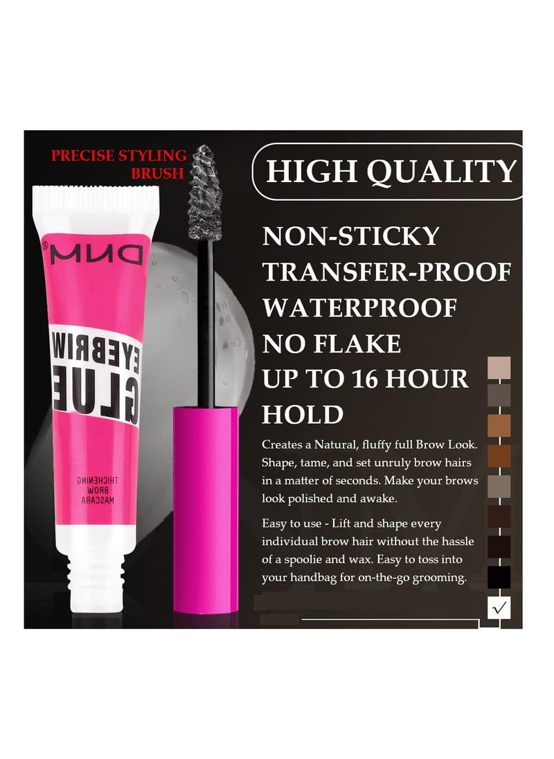 Excefore Brow Mascara,Brow Fast Sculpt,Waterproof, Transfer-proof, Brush to Fill in Eyebrows and Cover Gray Hairs, Cruelty Free, Light Medium Brown, 2 Pack, 09 transparent brow glue  - Image 2