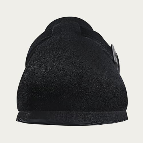 KIDMI Genuine Suede Clogs for Women Cork Footbed Sandals Leather Mules Potato Shoes with Arch Support Black 41 (Size 9-9.5) - Image 4