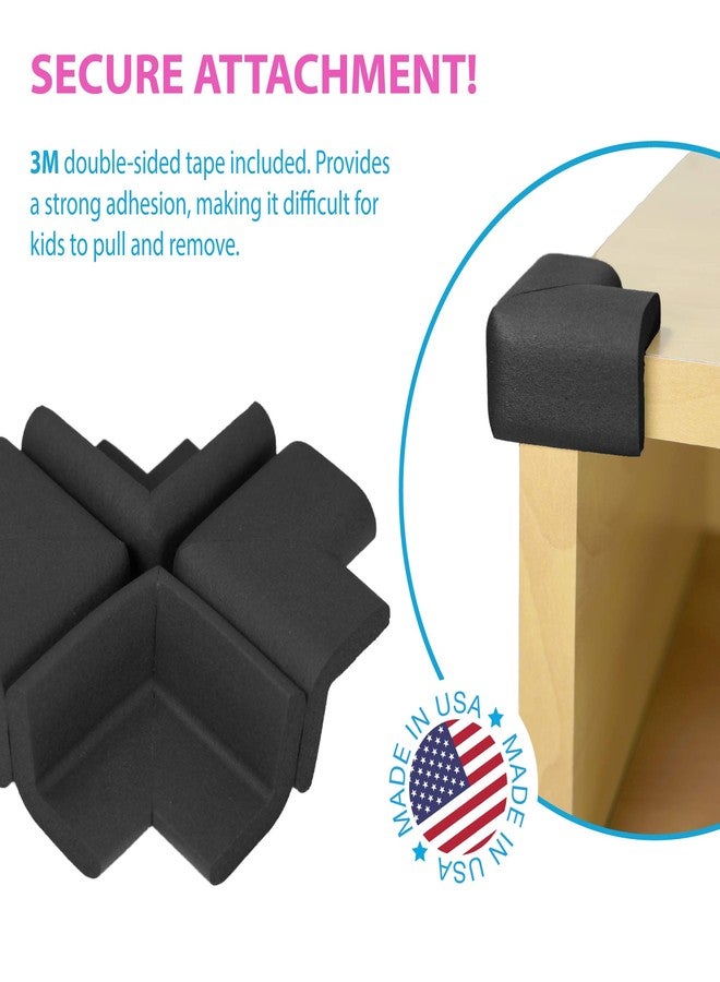 KidKusion 4-Piece Safety Corner Cushion, Black, Child Proofing Corner Guard, Made in USA, Child Safety, Home Furniture Safety Bumper, Baby Proof Table Protector, 4 Count (Pack of 1) - Image 2