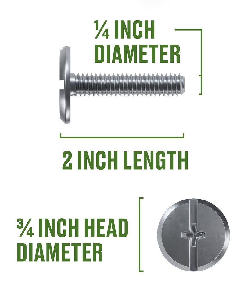 Hillman Combo Sidewalk Bolt, Hurricane Hardware, 100 Pieces, Rust-Resistant, Durable, Truss Head, (1/4" x 2") Stainless Steel (831494) - Image 3
