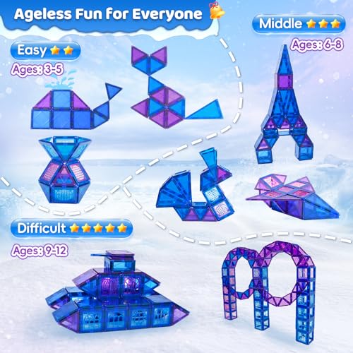 MAGBLOCK Magnetic Tiles Building Blocks Set 102PCS Stronger Magnets Toddler Toys for Kids 38 Year Old Girls Boys Gifts Perfect STEM Educational Sensory Toys for Preschool Learning - Image 5