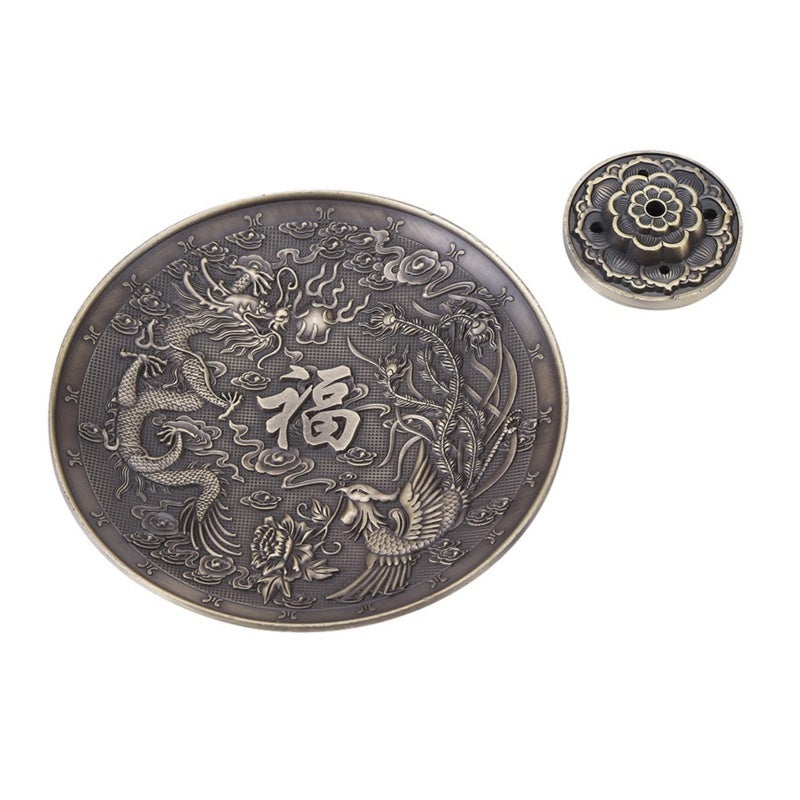 Zinc Alloy Incense Burner Dragon Pattern Censer Antique Style Bronze Color Electroplating - Corrosion Resistant Removable Incense Insert for Home Decor - Image 3