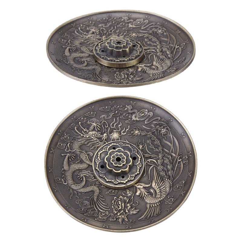 Zinc Alloy Incense Burner Dragon Pattern Censer Antique Style Bronze Color Electroplating - Corrosion Resistant Removable Incense Insert for Home Decor - Image 4