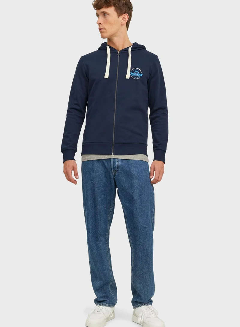 JACK & JONES Logo Zip Hoodie
