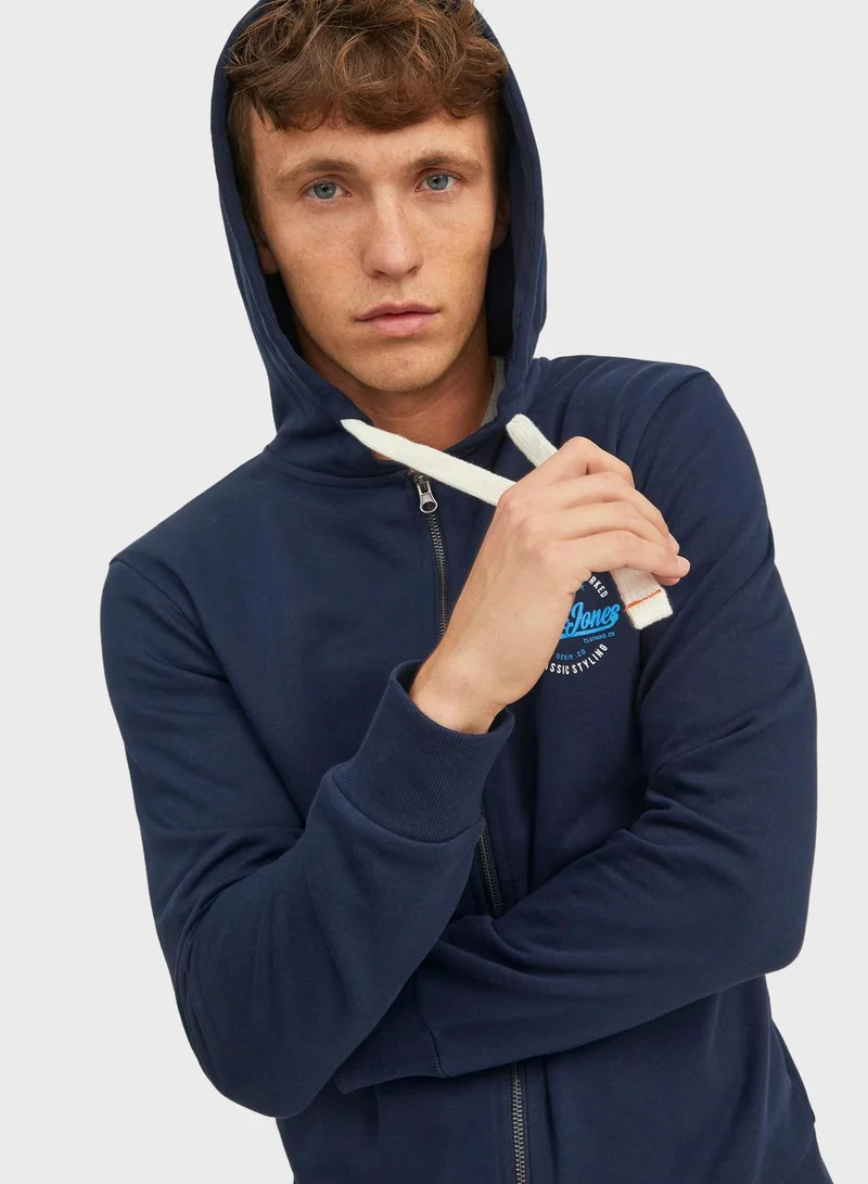 JACK & JONES Logo Zip Hoodie