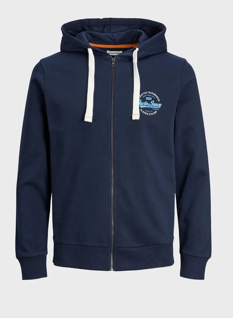 JACK & JONES Logo Zip Hoodie