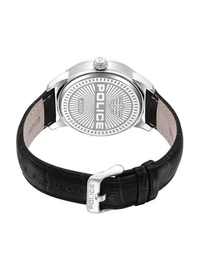 POLICE Mens Raho Leather Strap Analog Wrist Watch PEWJA2227401 44mm Black