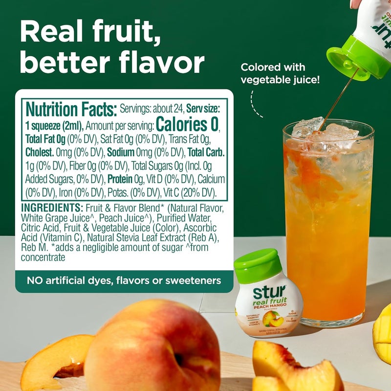 Stur Liquid Water Enhancer - Peach Mango Flavor, 5 Bottles, Naturally Sourced, Zero Sugar, Keto & Vegan Friendly - Image 2