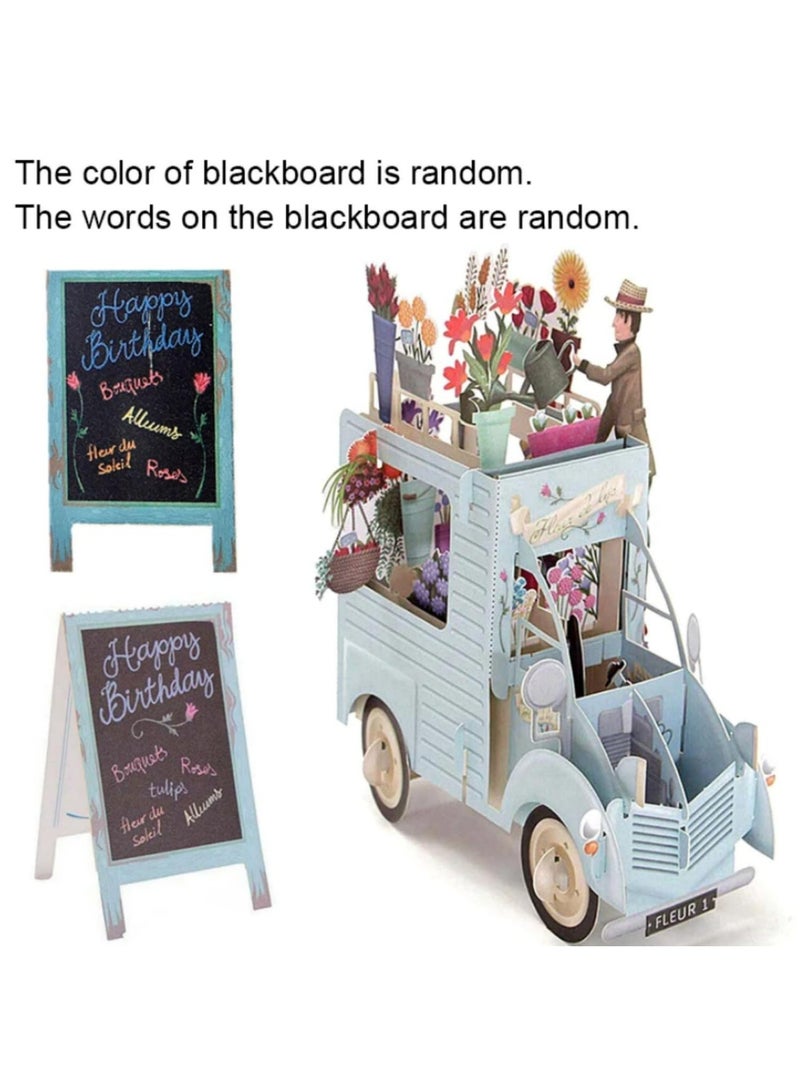 1PC 3D Pop Up Card Colourful Flower Car Greeting Card Handmade Laser Cutting Envelope Postcard Party Valentine's Day Gifts Decor - Image 2