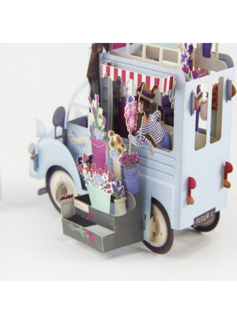 1PC 3D Pop Up Card Colourful Flower Car Greeting Card Handmade Laser Cutting Envelope Postcard Party Valentine's Day Gifts Decor - Image 4