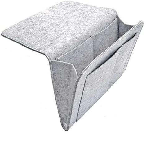 Digital Shoppy Bedside Storage Organizer, Grey Non-Woven Fabric, Multi-Pocket Hanging Caddy, Nordic Style, 35x25x2 cm - Image 1