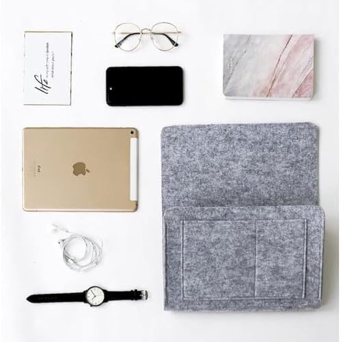 Digital Shoppy Bedside Storage Organizer, Grey Non-Woven Fabric, Multi-Pocket Hanging Caddy, Nordic Style, 35x25x2 cm - Image 2