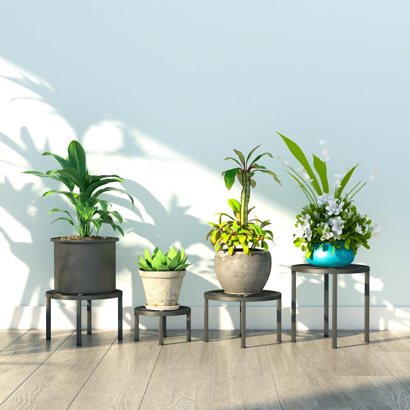 Zhongma Set of 4 Fully Assembled Metal Plant Stand for Heavy Potted Plant for Home Indoor and Outdoor, 220 LBS Capacity & Heavy Duty Construction, Sturdy Plant Riser without Installation Required - Image 2
