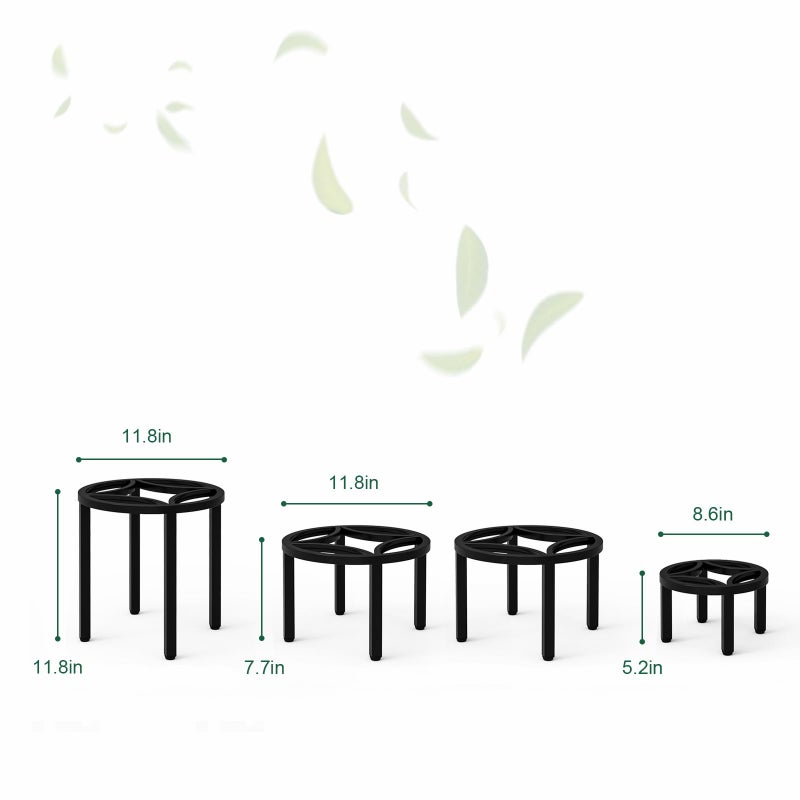 Zhongma Set of 4 Fully Assembled Metal Plant Stand for Heavy Potted Plant for Home Indoor and Outdoor, 220 LBS Capacity & Heavy Duty Construction, Sturdy Plant Riser without Installation Required - Image 3