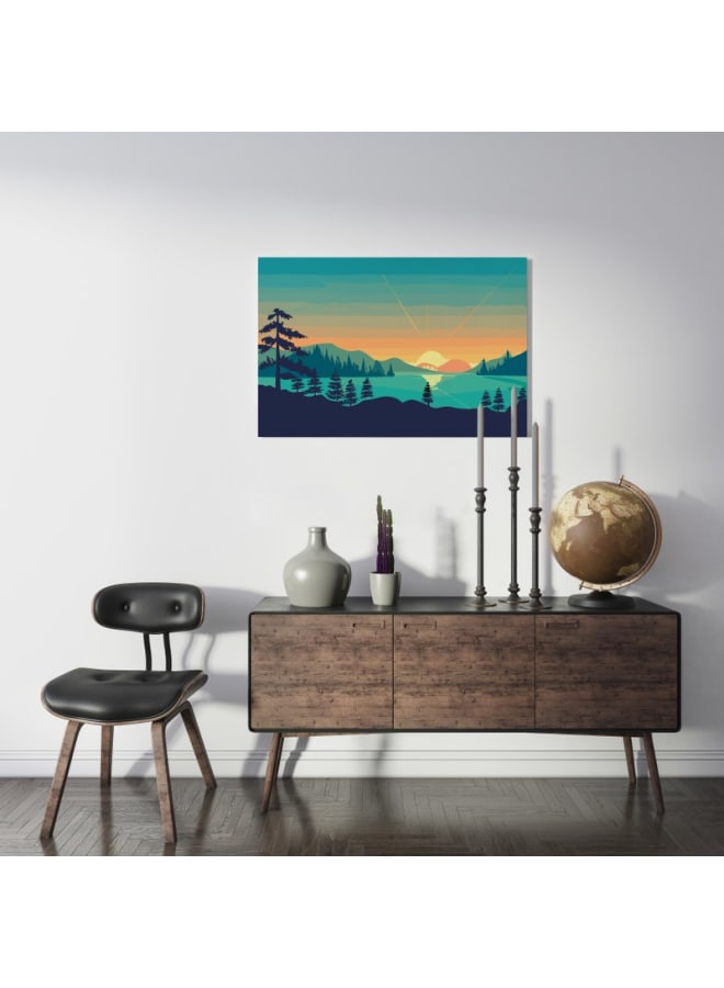 Home Gallery Boho Landscape Print Abstract Mountains Poster Trees Lake 120x80  - Image 5