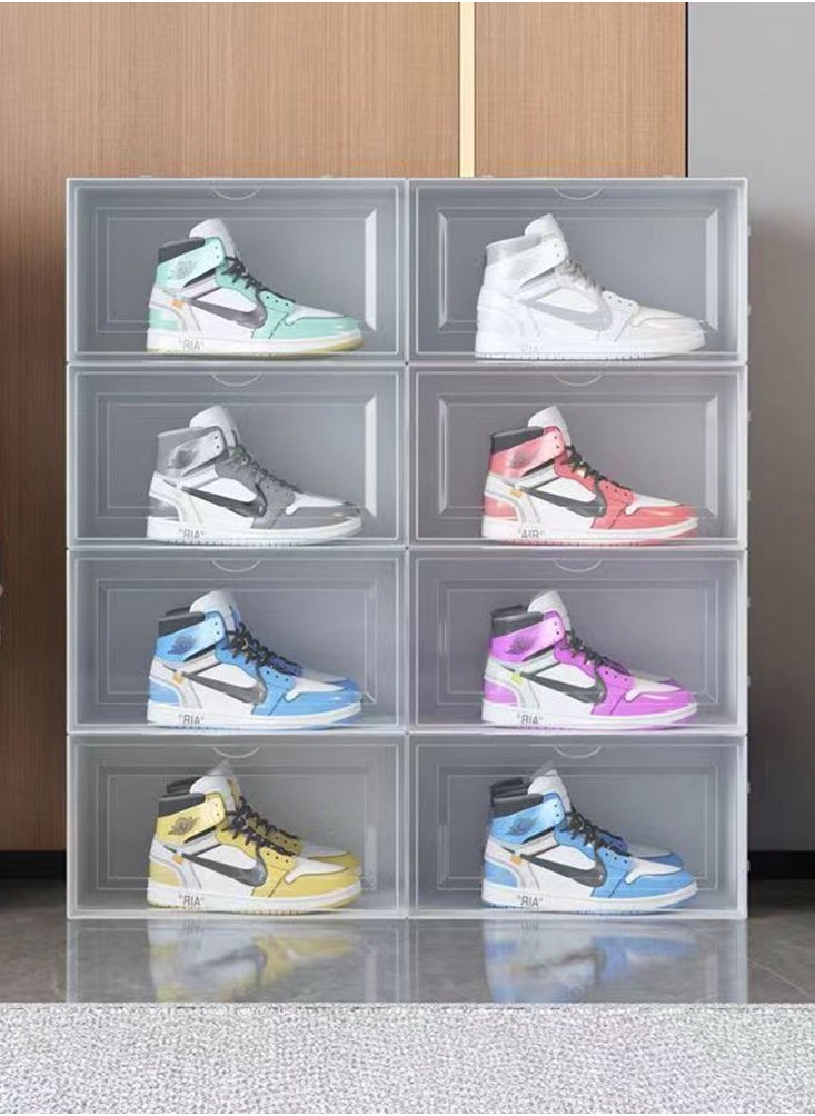 Golden - Shoe Storage Boxes Large Shoe Organizer 8 Pack Shoe Boxes Clear Plastic Stackable for Closet Shoe Bins for Sneaker Boot Container Display Shoe Case with Door - Image 1