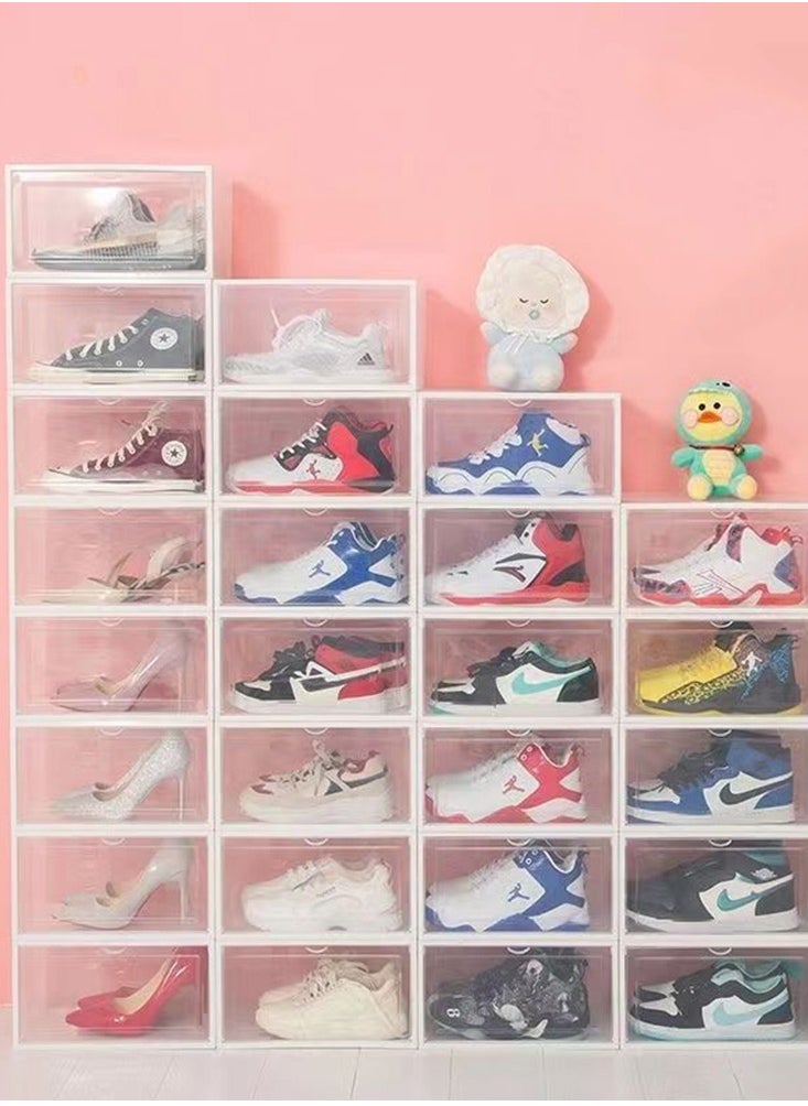 Golden - Shoe Storage Boxes Large Shoe Organizer 8 Pack Shoe Boxes Clear Plastic Stackable for Closet Shoe Bins for Sneaker Boot Container Display Shoe Case with Door - Image 1