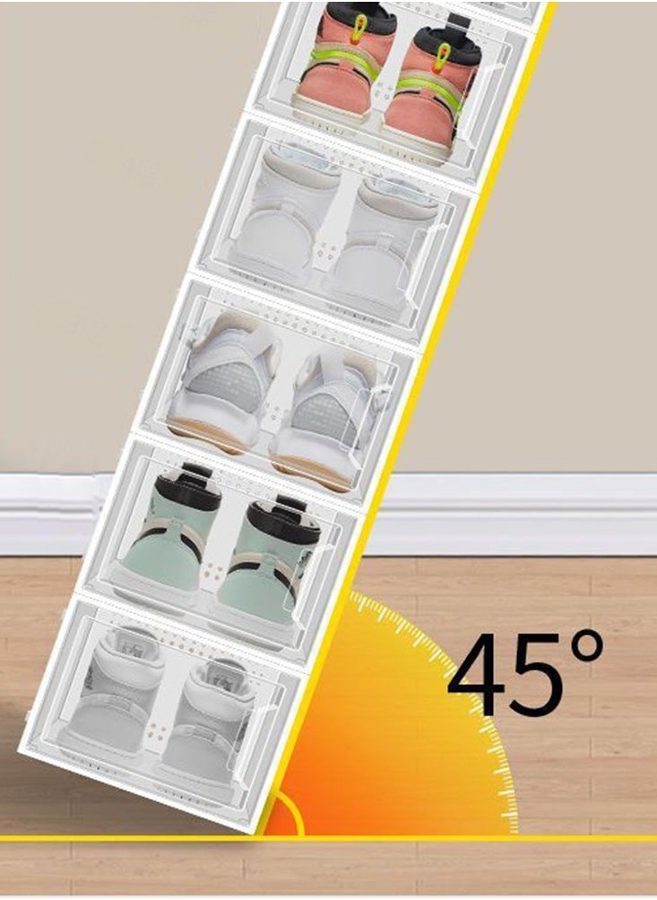 Golden - Shoe Storage Boxes Large Shoe Organizer 8 Pack Shoe Boxes Clear Plastic Stackable for Closet Shoe Bins for Sneaker Boot Container Display Shoe Case with Door - Image 1
