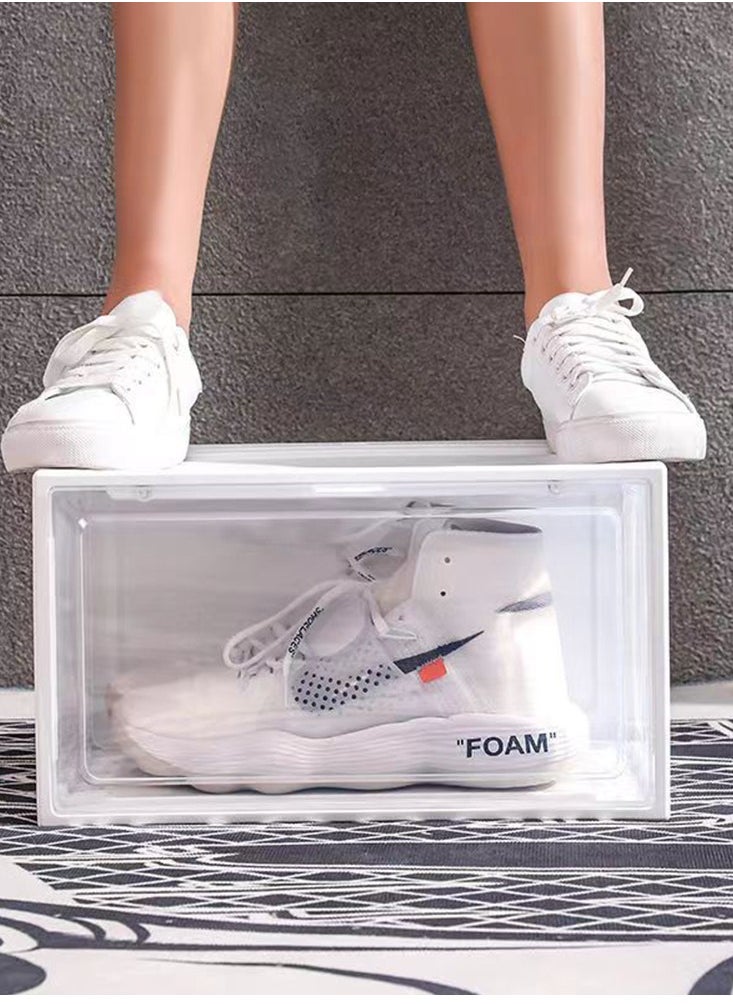 Golden - Shoe Storage Boxes Large Shoe Organizer 8 Pack Shoe Boxes Clear Plastic Stackable for Closet Shoe Bins for Sneaker Boot Container Display Shoe Case with Door - Image 1