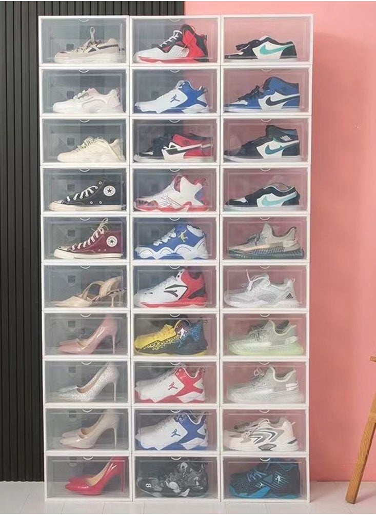 Golden - Shoe Storage Boxes Large Shoe Organizer 8 Pack Shoe Boxes Clear Plastic Stackable for Closet Shoe Bins for Sneaker Boot Container Display Shoe Case with Door - Image 1