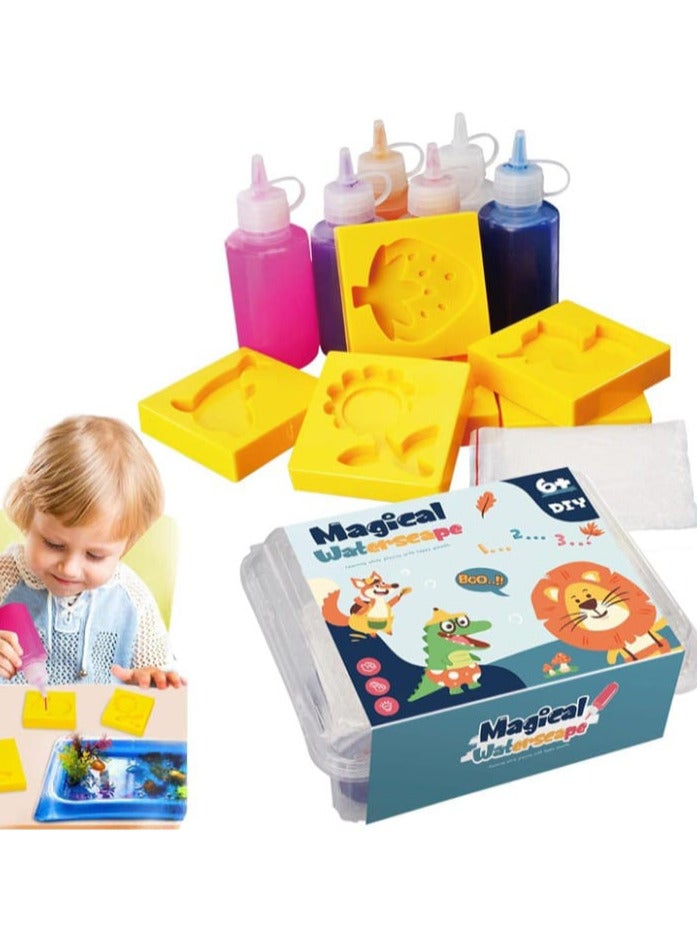 A set of new magical water games – Magic Water 3D Marine Life DIY Kit, 13 pieces, 6 glass jars of gel, and 6 molds. - Image 1