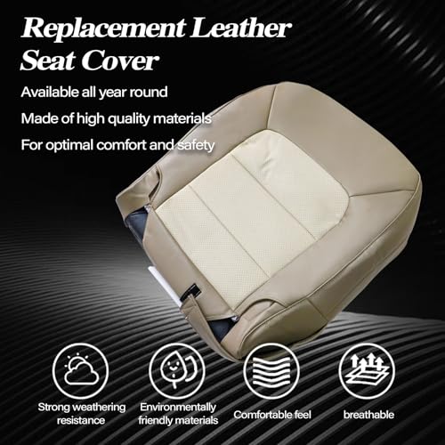 Sekeseauto Driver Side Bottom Replacement Perforated Leather Seat Cover Tan #1H Compatible with Ford Expedition 4x4 2wd 4.6L 5.4L 2003 2004 2005 2006 - Image 2