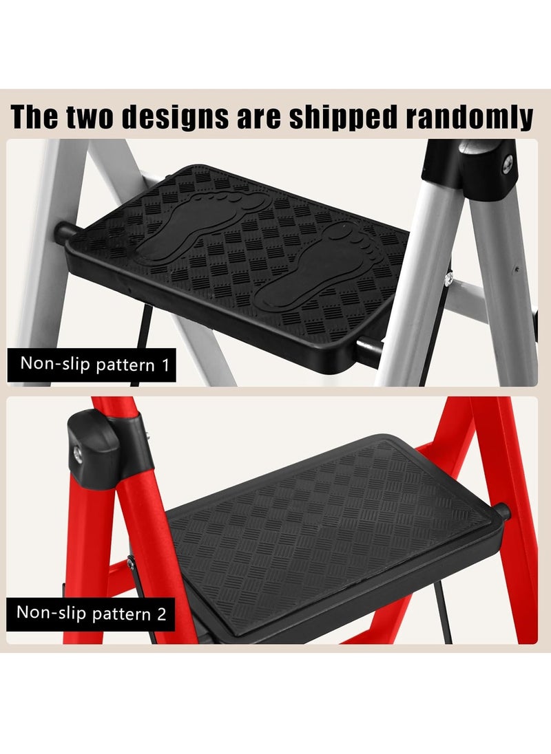 Generic - 3 Step Ladder, Folding Step Ladder, Folding Step Stool with Anti-Slip Wide Pedal and Handrails, Kitchen Step Stool Multi-Purpose stepladders for Home or Rv Outdoor Work, 330 Lbs Load White - Image 1