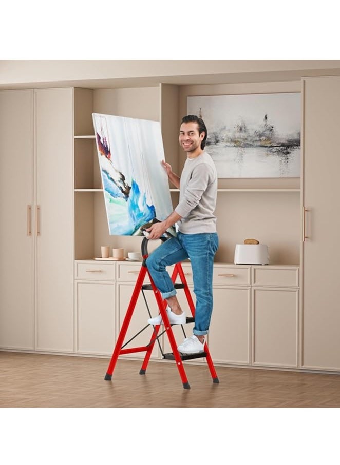 Generic - 3 Step Ladder, Folding Step Ladder, Folding Step Stool with Anti-Slip Wide Pedal and Handrails, Kitchen Step Stool Multi-Purpose stepladders for Home or Rv Outdoor Work, 330 Lbs Load White - Image 1