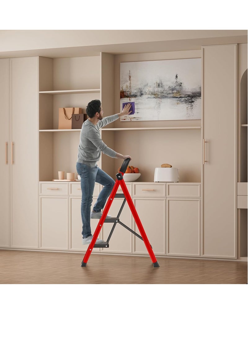 Generic - 3 Step Ladder, Folding Step Ladder, Folding Step Stool with Anti-Slip Wide Pedal and Handrails, Kitchen Step Stool Multi-Purpose stepladders for Home or Rv Outdoor Work, 330 Lbs Load White - Image 1