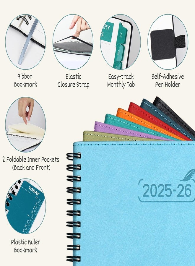 BEZEND 2 Year Monthly Planner 2025-2026, Medium size 7" x 9" - 120 GSM Thick Paper - Planner with Spiral Bound, Calendar with Monthly Tabs, Inner Pockets, Leather Soft Cover - Black - Image 2