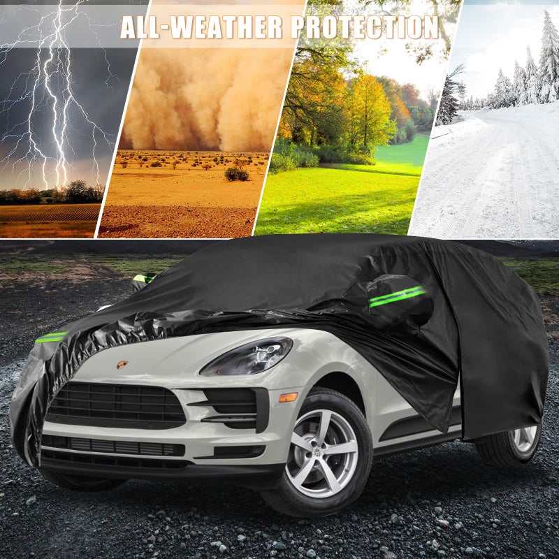 SPORTULI Waterproof Car Cover Replacement for 2014-2025 Porsche Macan, 6 Layers All Weather Full Car Covers with Zipper Door & Windproof Bands for Snow Rain Dust Hail Protection - Image 5