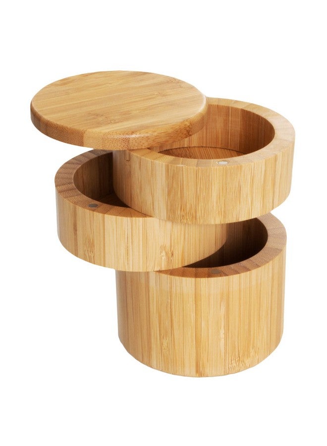 Totally Bamboo Totally Bamboo Triple Salt Cellar, 3 Tier Bamboo Kitchen Salt and Pepper Storage Box with Magnetic Swivel Lids  - Image 4